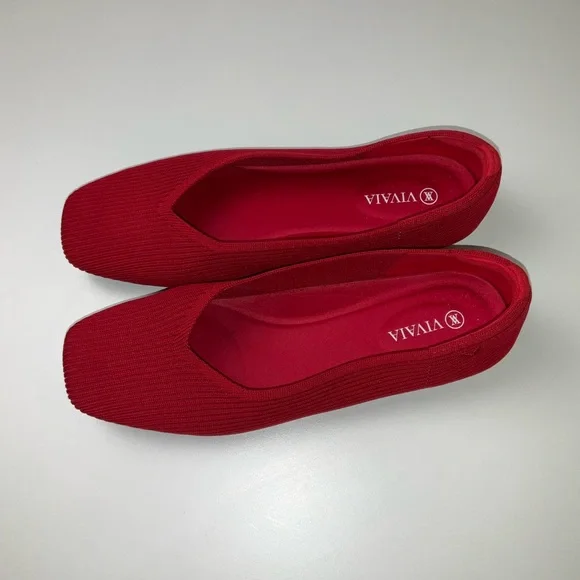 Red Women's Flats - Picture 6 of 16